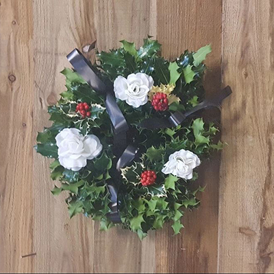 B&W holly wreath